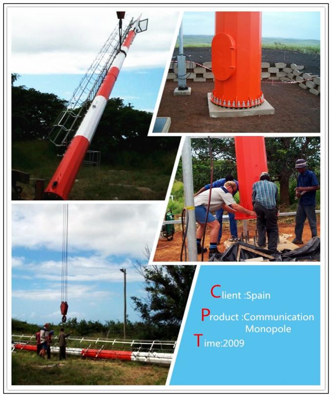 Torre de Polo de uma comunicação móvel anticorrosiva mono 100 FT com galvanização do mergulho quente 1