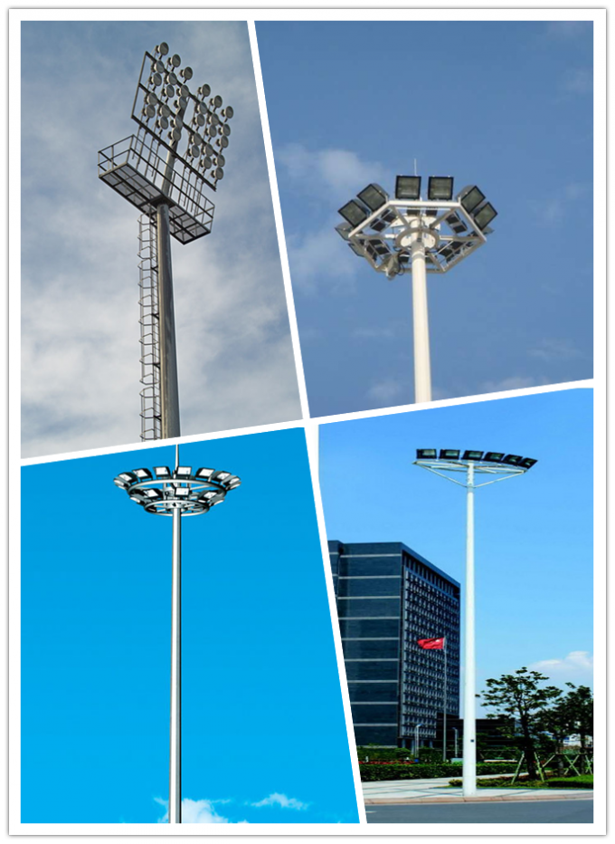Luzes altas da torre 10 200W HPS do mastro da luz octogonal do estádio Q345 com sistema de levantamento 0