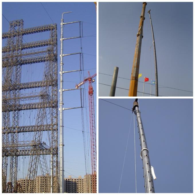 A estrutura de aço supre a linha de transmissão aérea da torre de alta tensão de Polo da flange da utilidade de 75ft 80ft 1