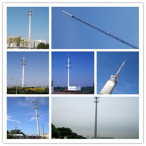 Torre de Pólo da antena celular de aço das telecomunicações mono para uma comunicação, ISO 9001 1