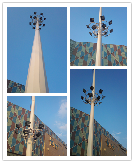 Único parque alto lateral pólo claro do mastro da iluminação 35M HDG com 6 lâmpadas 2