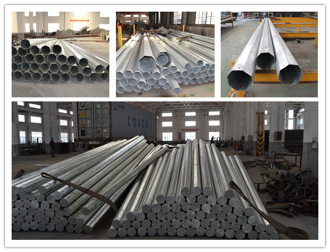 132kv Octagonal  Electrical Galvanized Steel Telescopic Pole AWS D1.1 For Power Line Project 3