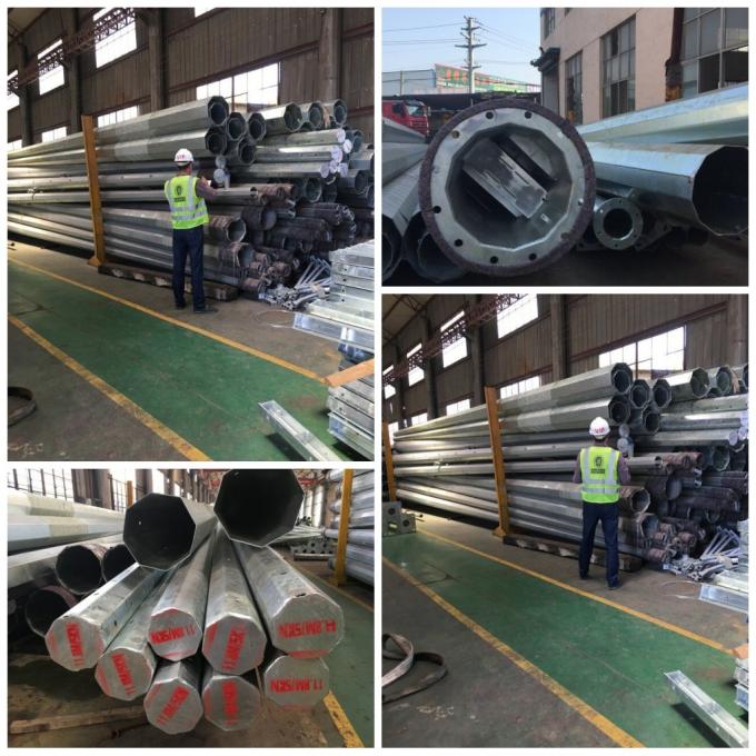 8 tomou partido a forma 10m 5 KN Polo de aço galvanizado carga do padrão do ISO 9001 da galvanização 1
