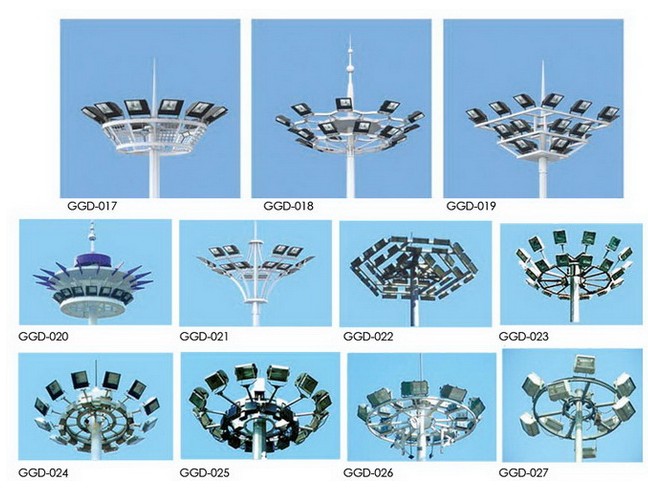 MPH Monopole poligonal de iluminação alta polo do mastro de 30M para o estádio de futebol com 60 luzes 2