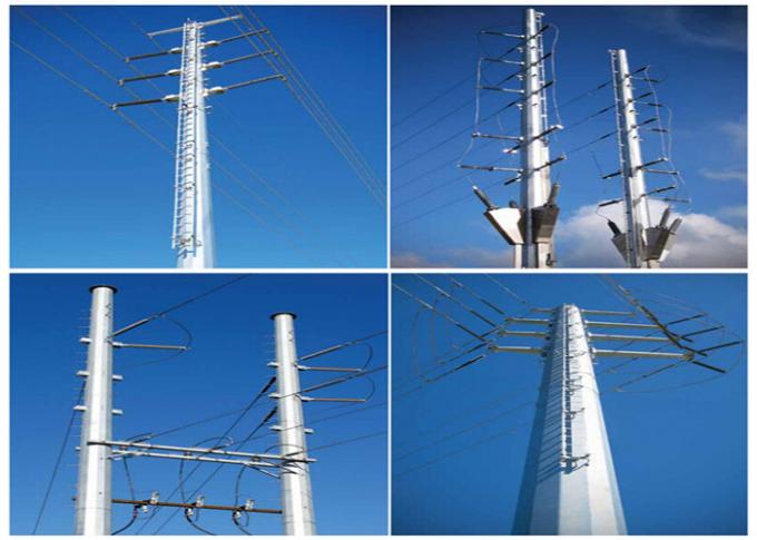 linha torre de polo de poder da transmissão da eletricidade 66kv/Polo reto de aço para a linha de transmissão aérea 1