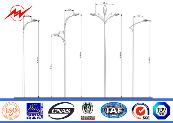 Pintando 2.75mm braço 12m dobro Pólo de aço galvanizado para a iluminação de rua