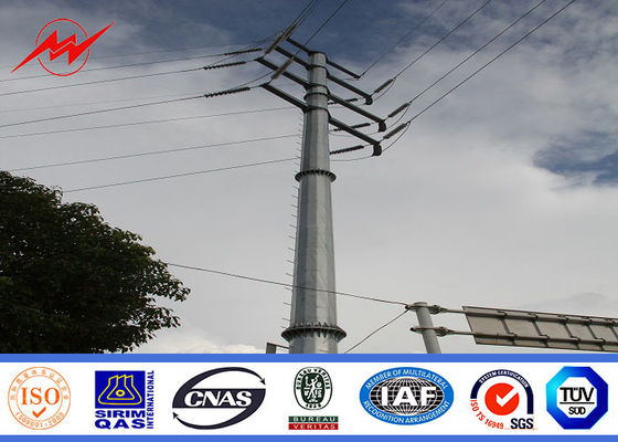 69KV o pólo de aço 25ft galvanizou Pólo de aço com braço transversal