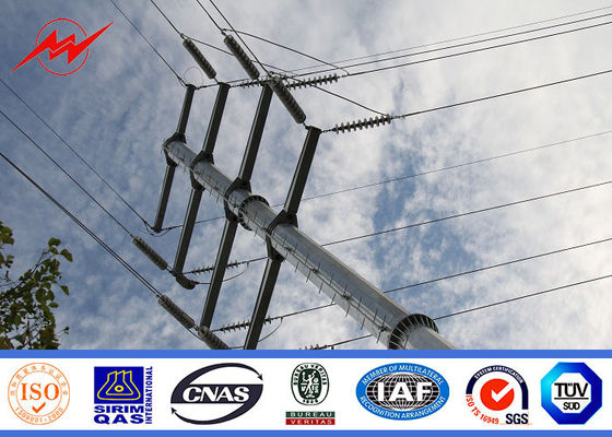 69KV o pólo de aço 25ft galvanizou Pólo de aço com braço transversal