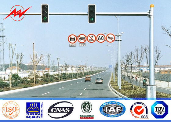 Cónico/em volta do revestimento do pó de 5m galvanizou Pólo de aço para o sistema do tráfego