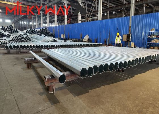 Altura de montagem personalizada Pólo de aço galvanizado com placa de base aberta e montagem de parafuso de âncora
