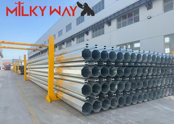 24m Transmissão de energia elétrica Pólo tubular de aço com acabamento galvanizado e parafusos de passo Acessórios