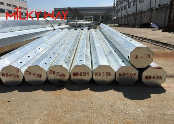 Postes de utilidade de aço elétrico octogonal de 12m Gr65 com revestimento galvanizado a quente para transmissão de energia elétrica