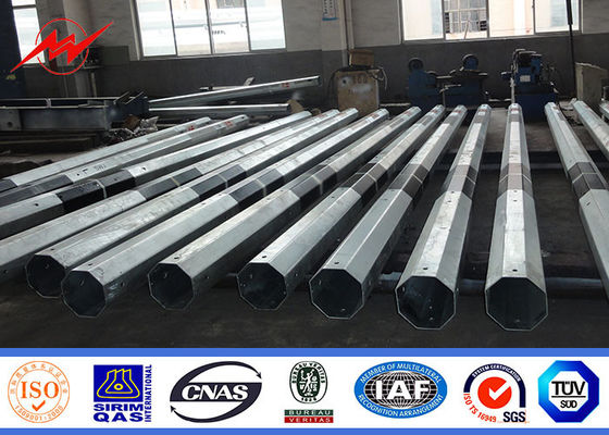 Linha 9m Polo de aço 5.5mm tubular da distribuição com FRP