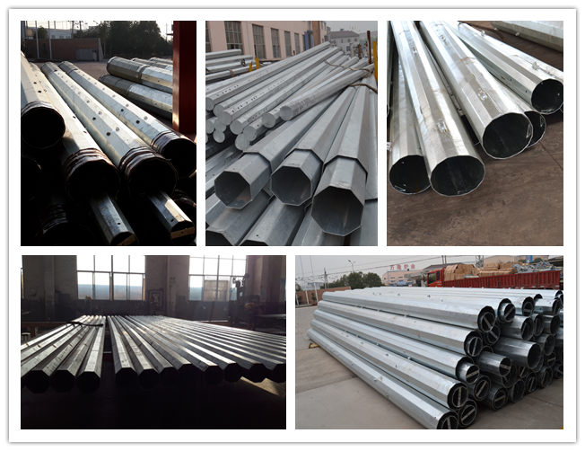14 m classe 3 classe 4 Pólo de aço galvanizado para linha de transmissão de 33 kV 1